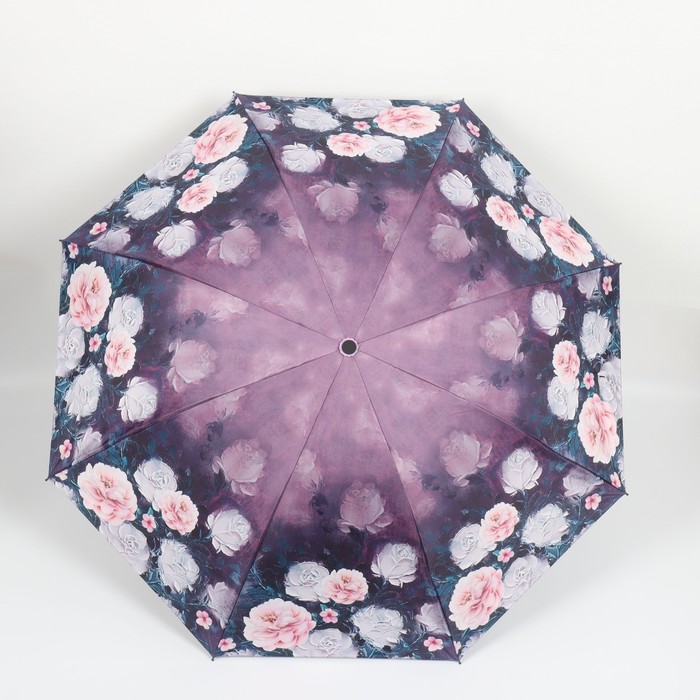 Зонт механический «Пионы», эпонж, 4 сложения, 8 спиц, R = 48 см, цвет МИКС - фото 1908044426
