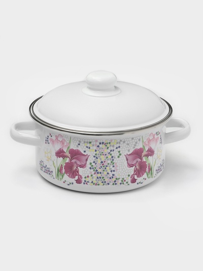 Кастрюля эмалированная «Мозаика», 3 л, d=20 см, индукция, белая