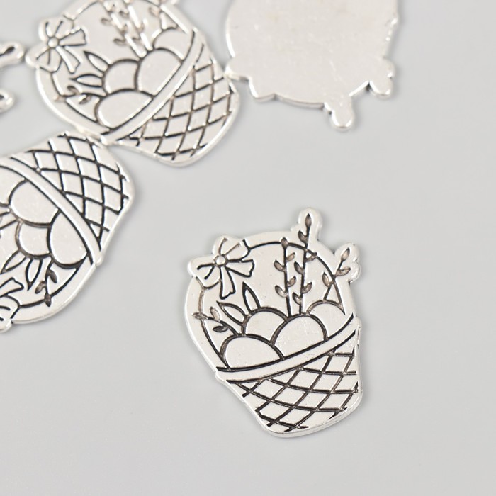 Декоративный элемент для творчества «Арт Узор. Пасхальная корзинка с вербой», 2.5×2.1 см - Фото 1