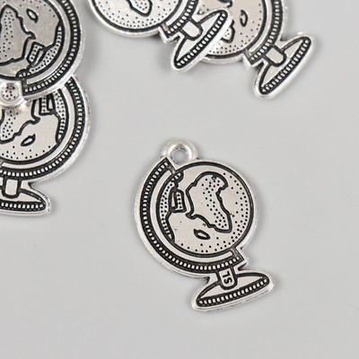 Металлический элемент, декоративная подвеска «Арт Узор. Глобус», 2.5×1.8 см