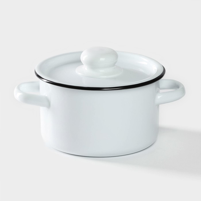 Кастрюля эмалированная, 1.5 л, d=15 см, цилиндрическая, цвет МИКС - Фото 1