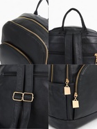 Рюкзак-мини женский, с 2 отделами и карманами, размер 27×13×32 см, чёрный - Фото 5