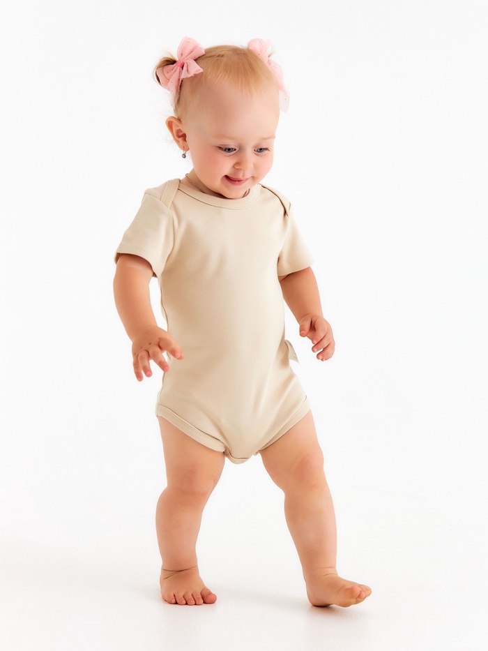 Набор боди SL HOME, рост 62-68 см, бежевый, кофейный - Фото 1