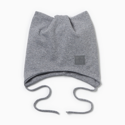 Шапка детская «Кошка», размер 42-46, серая-меланж