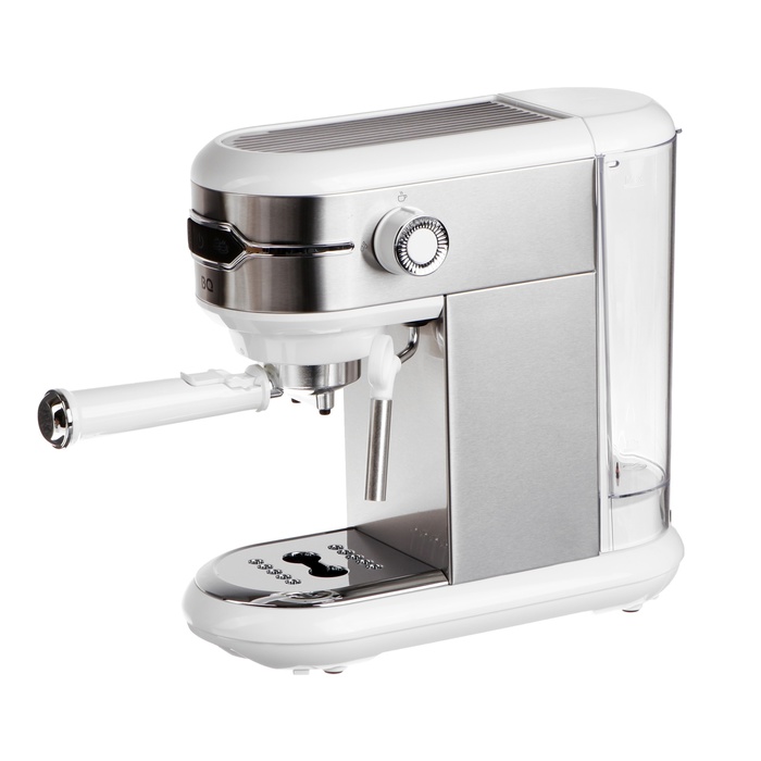 Кофеварка BQ CM3001, рожковая, 1450 Вт, 1 л, бело-серебристая - Фото 1