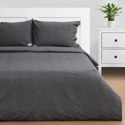 Постельное бельё 1.5-спальное «Этель» Denim, жатый хлопок, тёмно-серое