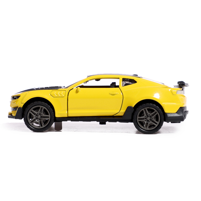 Машина металлическая «Гонка», инерция, 1:32, открываются двери, световые и звуковые эффекты, цвет желтый