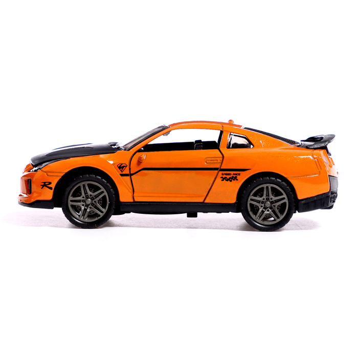Машина металлическая «Дрифт», инерция, 1:32, открываются двери, световые и звуковые эффекты, цвет оранжевый