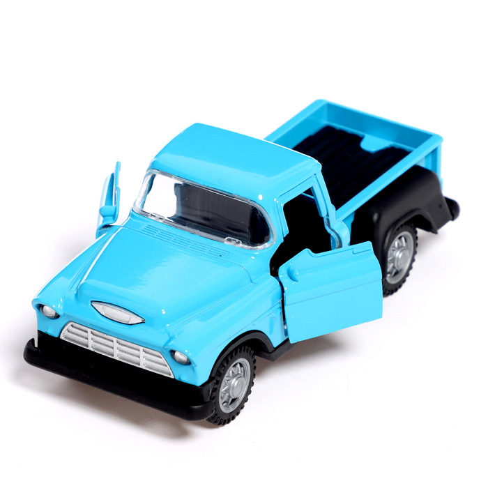 Машина металлическая «Пикап», инерция, 1:32, открываются двери, световые и звуковые эффекты, цвет синий