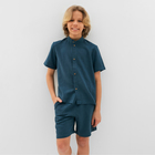 Комплект для мальчика (рубашка, шорты) MINAKU, цвет синий, рост 146 см - фото 321113302