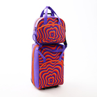 Чемодан на молнии, дорожная сумка, набор 2 в 1, цвет сиреневый/оранжевый - фото 11996654
