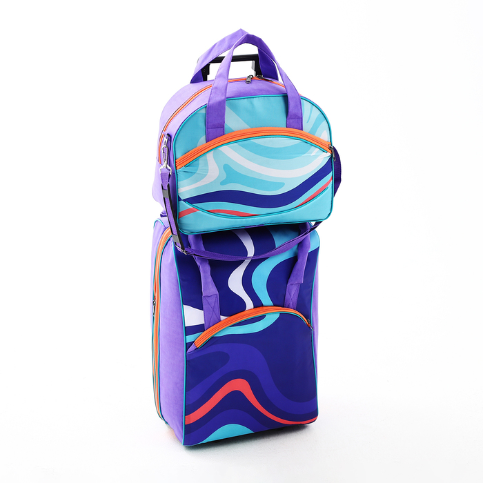 Чемодан на молнии, дорожная сумка, набор 2 в 1, цвет фиолетовый - Фото 1