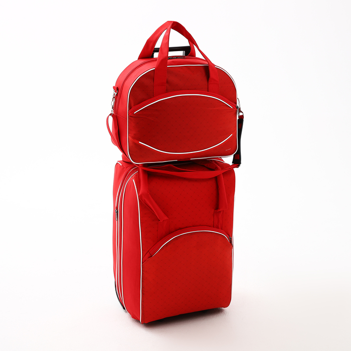 Чемодан на молнии, дорожная сумка, набор 2 в 1, цвет красный - Фото 1