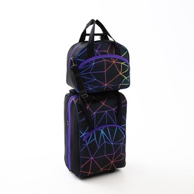 Чемодан на молнии, дорожная сумка, набор 2 в 1, цвет чёрный/фиолетовый