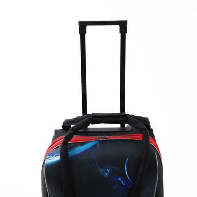 Чемодан на молнии, дорожная сумка, набор 2 в 1, цвет чёрный/красный