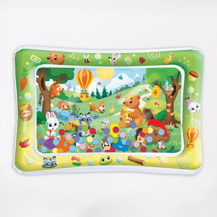 УЦЕНКА Акваковрик надувной развивающий водный коврик «Веселые Зверята», 80×50 см, Крошка Я - Фото 1