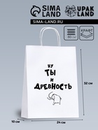 Пакет подарочный крафт с приколами «Ну ты и древность», 28×24×14 см, 1 шт. - Фото 1