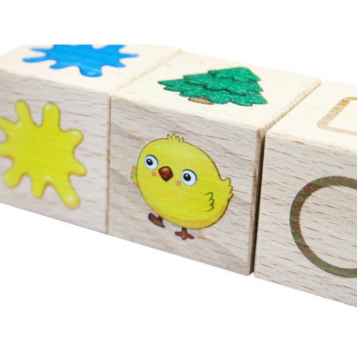Кубики деревянные «Учим цвета и формы», на оси, 3 кубика - фото 1909511932