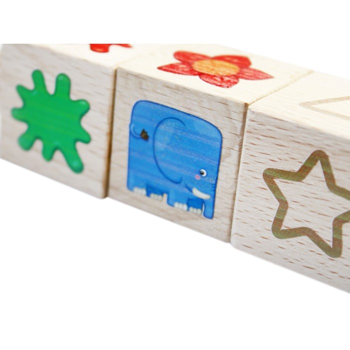 Кубики деревянные «Учим цвета и формы», на оси, 3 кубика - фото 1909511934