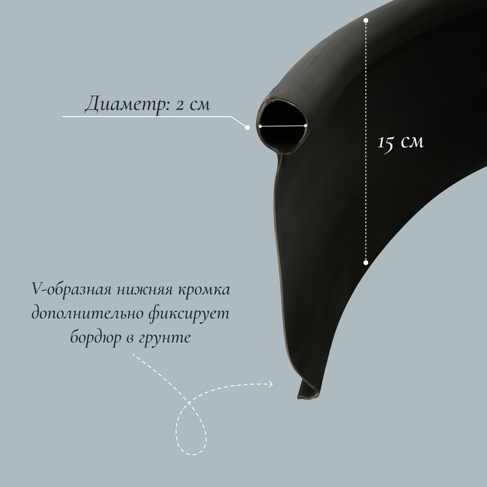 Лента бордюрная, 0.15 × 10 м, толщина 2 мм, пластиковая, чёрная, KANTA