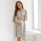Комплект женский для беременных (сорочка/халат), цвет серый, размер 50 - фото 110288082