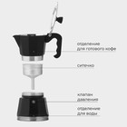 Кофеварка гейзерная с капучинатором Magistro Blackout, подарочный набор 2 предмета, 300 мл, чёрная - Фото 3