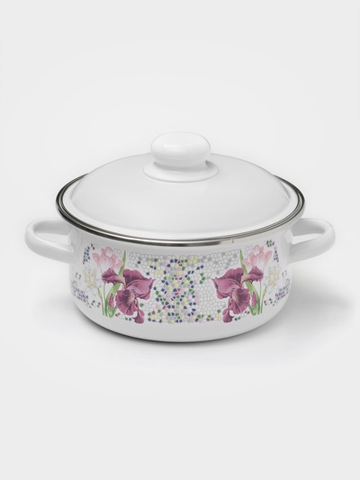 Кастрюля эмалированная «Мозаика», 2 л, d=18 см, индукция, белая