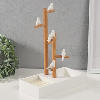 Подставка для украшений «Птички на дереве», белый, 24×12×32 см