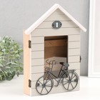 Ключница дерево 6 крючков "Велосипед у дома" 22х5,5х28,5 см - фото 23679858