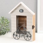 Ключница дерево 6 крючков "Велосипед у дома" 22х5,5х28,5 см - фото 23679859