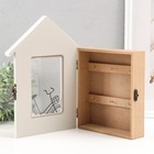 Ключница дерево 6 крючков "Велосипед у дома" 22х5,5х28,5 см - фото 23679861