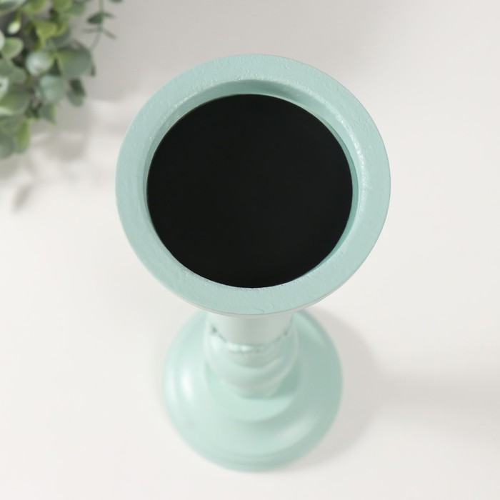 Деревянный подсвечник на 1 свечу «Колонна цветочная», зелёно-серый, 10×10×37 см