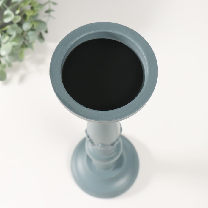 Деревянный подсвечник на 1 свечу «Колонна цветочная», серо-сиреневый, 10×10×37 см