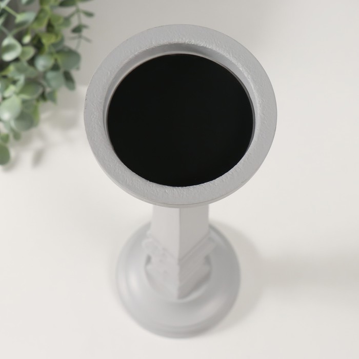 Деревянный подсвечник на 1 свечу «Пантеон», св. серый, 11.5×11.5×39.5 см