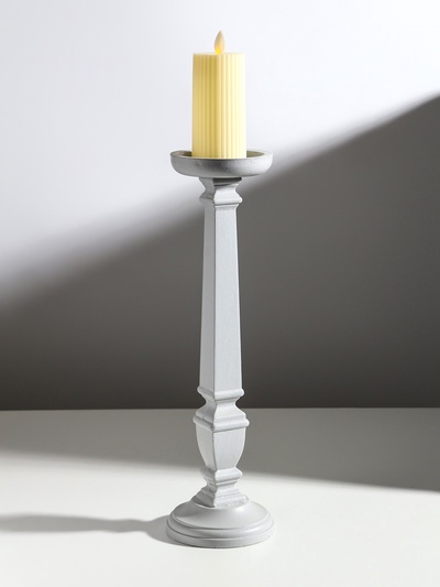 Деревянный подсвечник на 1 свечу «Пантеон», св. серый, 11.5×11.5×39.5 см