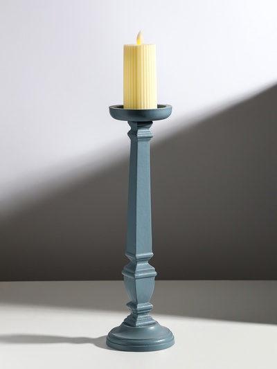 Деревянный подсвечник на 1 свечу «Греция», серо-сиреневый, 11.5×11.5×39.5 см