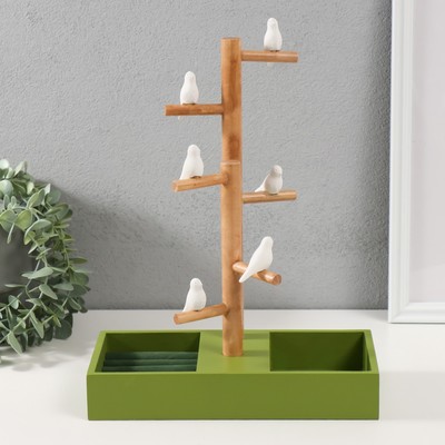Подставка для украшений «Птички на дереве», зелёный, 24×12×32 см