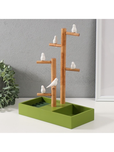 Подставка для украшений «Птички на дереве», зелёный, 24×12×32 см