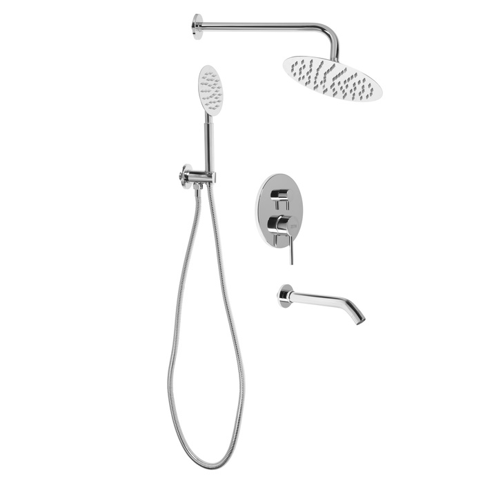 Душевая система ZEIN Z1012, скрытый монтаж, смеситель, тропическая, ручная лейка, нерж.сталь - Фото 1