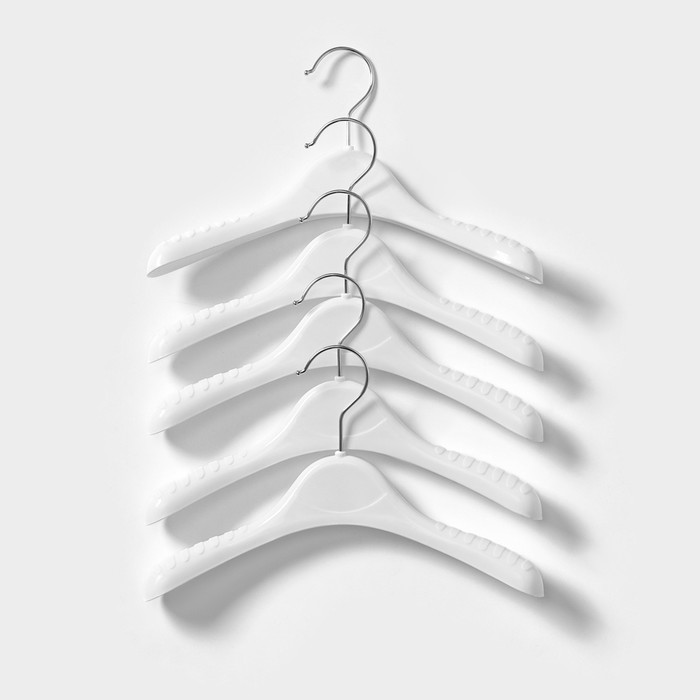 Плечики - вешалки для одежды, 35×19,5 см, набор 5 шт, цвет белый