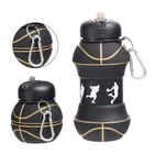 Бутылка для воды "Баскетболный мяч", 550 мл, складная, черная, 18 х 8.7 см - фото 4795288
