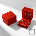 Футляр под парные кольца, серьги, запонки «Кружево», бархатный, 5.5×6.5 см, красный - Фото 1