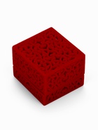 Футляр под парные кольца, серьги, запонки «Кружево», бархатный, 5.5×6.5 см, красный - Фото 4