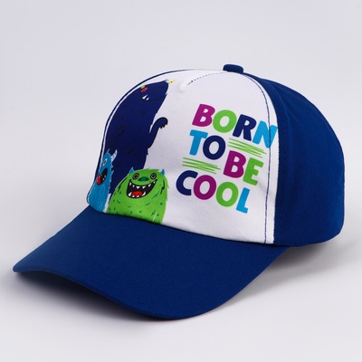Кепка детская для мальчика Born to be cool, синяя, р-р 52-54, 5-7 лет