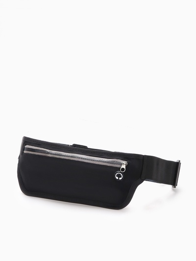 Сумка для бега на пояс, со светоотражающими элементами, с отверстием для наушников, 24×0.3×10 см, чёрная