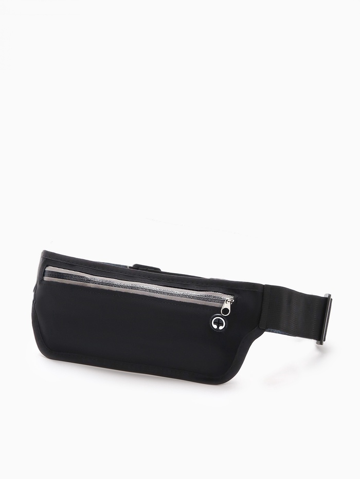 Сумка для бега на пояс, со светоотражающими элементами, с отверстием для наушников, 24×0.3×10 см, чёрная - Фото 1