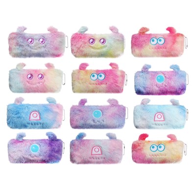 Пенал школьный меховой на молнии Calligrata «Монстрики», пушистый, цвет МИКС