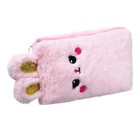 Пенал школьный меховой на молнии Calligrata «Зайка», пушистый, с ушками, МИКС - Фото 2