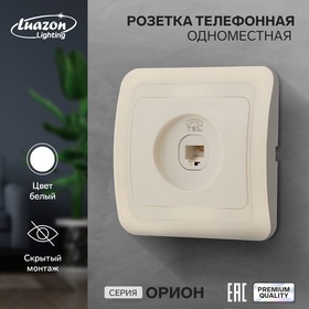 Розетка телефонная одноместная Luazon Lighting "Орион", скрытая, белая