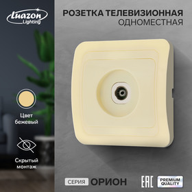 Розетка телевизионная одноместная Luazon Lighting "Орион", скрытая, бежевая